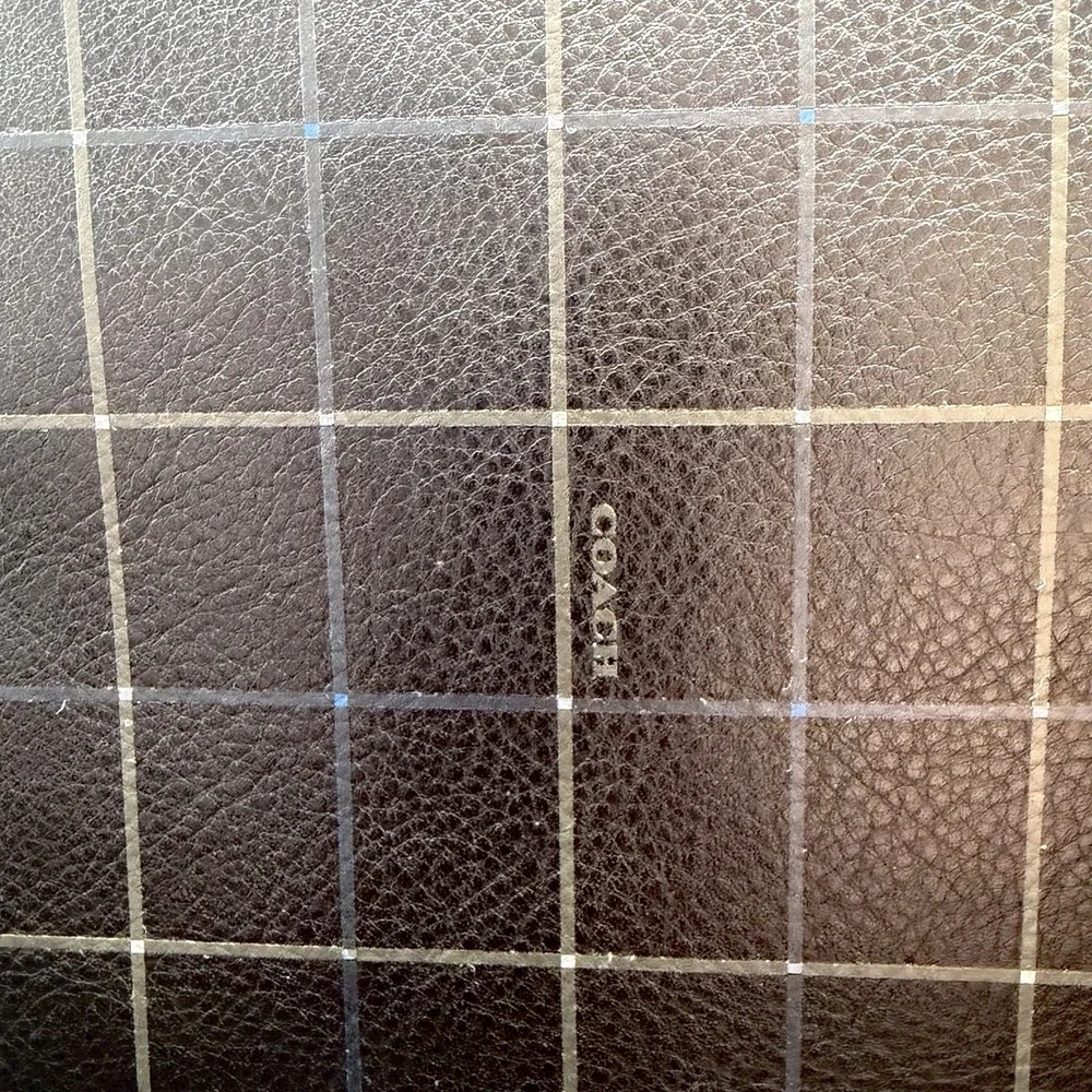 COACH Bag Briefcase Business Men's Leather Black‎ F71561 HUDSON Rare Plaid NWOT